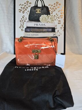 Kurt Geiger Orange Clear Quilted Shoulder Bag Nwt